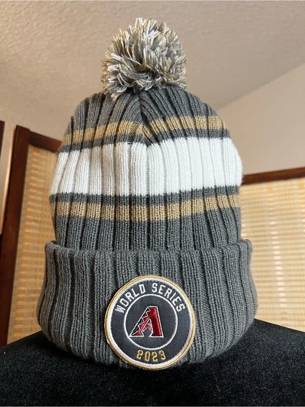 Official ‘47 Brand Arizona Diamondbacks 2023 World Series Cuffed Pom Beanie Knit